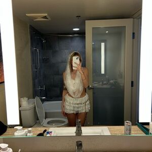 3 piece White Lace Skort & top Set